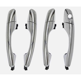 Chrome Set Exterior Door Handle w/Lock Cover End Cap Compatible with Kia Sorento 2016 2017 2018 2019 2020 Replaces