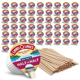 Land O'Lakes Mini Moos Liquid Coffee Creamer Singles (100 Count), Half and Half Creamers, 0.30 fl oz Single Cups, And Includes 100 Individually Wrapped Coffee Stirrers