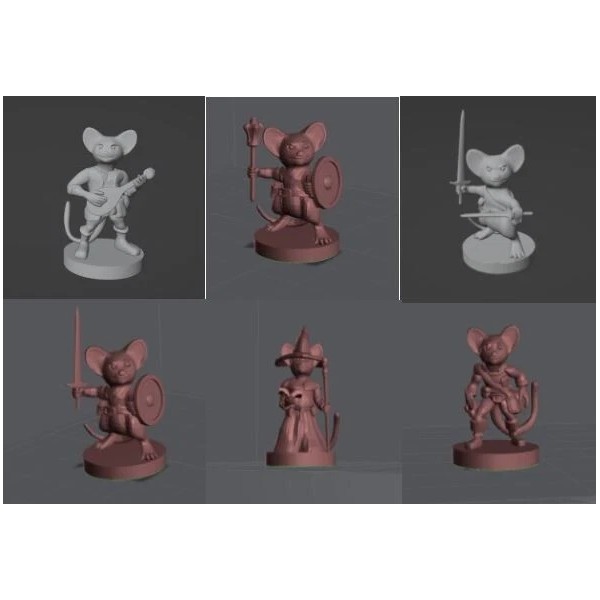 All 6 Mousefolk Monster Manual 28mm Scale DND D&D Tabletop