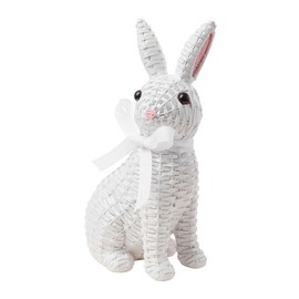 Zensounding Easter Rabbit Decorative Ornament Resin Vine Weaving Effect Rabbit Sculpture Easter Party Decoration Easter Gift (8.1in White Seat)