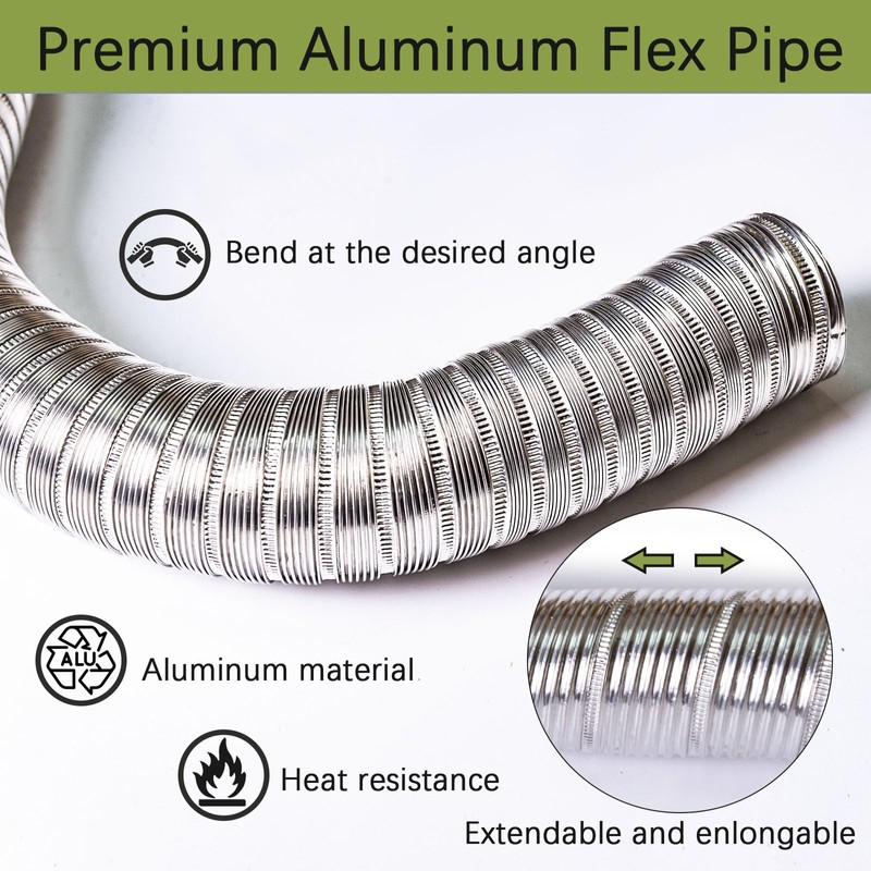 Elmfruit Pellet Stove Intake Kit, 2" x 60'' Extendable &