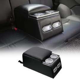 ZQULOYO Center Console Organizer with Cup Holder& Phone Holder for Car & Van & Truck Back Bench Seat Armrest Business Middle Storage Box (Black)