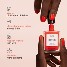 Manucurist Green Hortencia Pale Pink Nail Polish - Natural 9-Free Regular Polish - Bio-Sourced (84%) Vegan Polish - Manicure - Nail Care - 0.5 fl oz