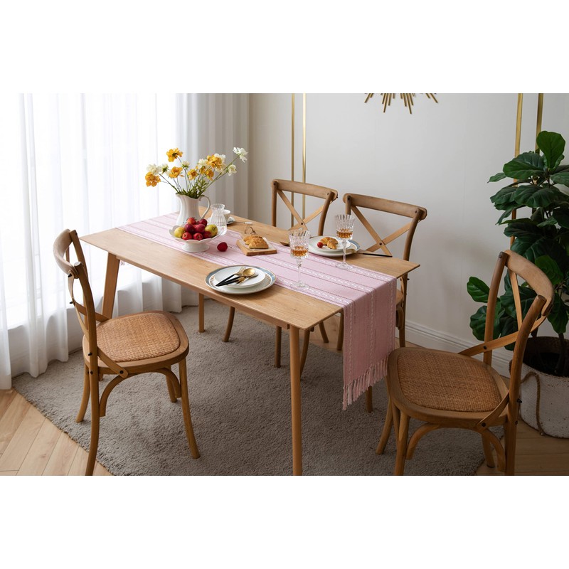 ZeeMart Farmhouse Table Runner, Rustic Table Runners 90 Inches Long,