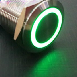 E Support 12V 5A Car Green Angel Eye LED Light Lamp Metal Push Button Rocker Toggle Switch On Off