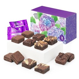 Fairytale Brownies Blooming Cheer Magic Morsel Dozen Individually Wrapped Gourmet Chocolate Food Gift Basket - 1.5 Inch x 1.5 Inch Bite-Size Brownies - 12 Pieces - Item HR412SP