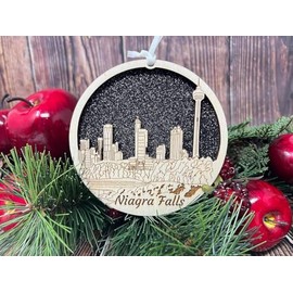 Niagara Falls Ornament Wooden Souvenir Christmas Tree Decoration with Niagara Falls Vacation Gift