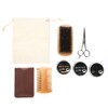 3pcs Beard Care Kit Balm Comb Brush Scissor Comb Bag