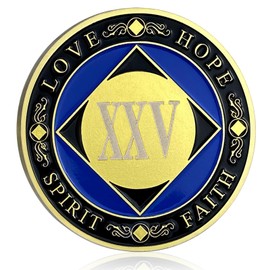 CHURYUML 25 Year NA Coins Recovery Chip Narcotics Anonymous Gifts Sobriety Addiction Recovery Gifts Narcotics Anonymous Medallion