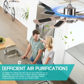 UKESULT 5 Pack Universal Ceiling Fan Air Filter for Blade, Activated Carbon Filter,Coconut Carbon Filter for Fresher & Cleaner Air,Ceiling Fan Dust Catcher,Easy-Stick Ceiling Fan Air Purifier Pad