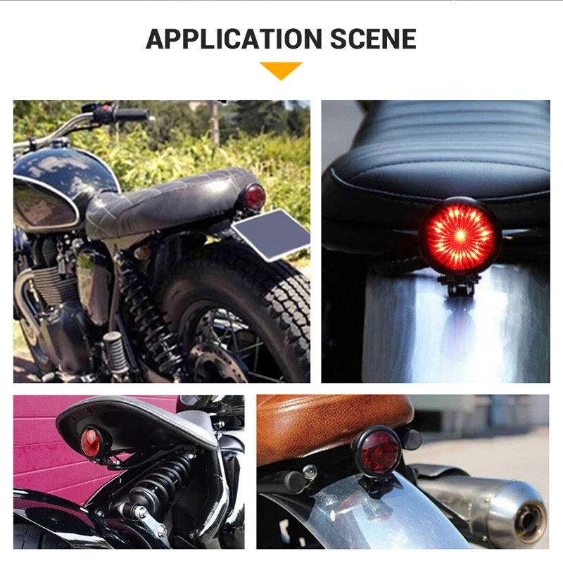 KEEPDSGN Bates Style Motorcycle Cafe Racer Chopper LED Brake Tail
