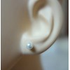 White Round Glass Stud Earrings - 925 Sterling Silver -