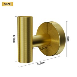 Woobroo 4 Pack Matte Gold Towel Hooks, Bathroom Hooks Heavy Duty SUS 304 Stainless Steel Bathroom Wall Hooks for Robes, Coats, Clothes - Screw Mounted