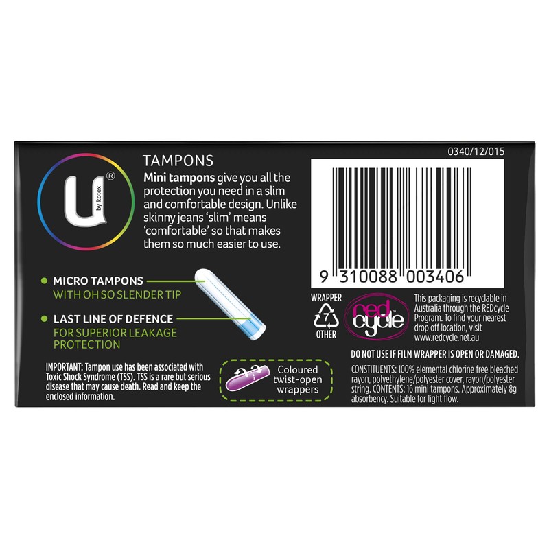 U by Kotex Tampons, Mini 16 Pack