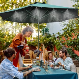 Outdoor Misting Cooling System – 82FT (25M) Patio Garden Mister with 30 Brass Nozzles & 3/4" Brass Adapter, Easy Install Water Mist Hose for Greenhouse, Trampoline, Backyard, Pets