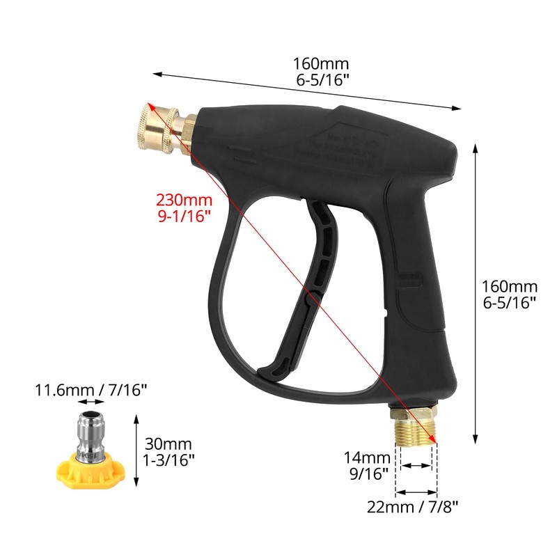 QWORK Pressure Washer Gun with 5 Nozzle Tips, M22-14 Thread