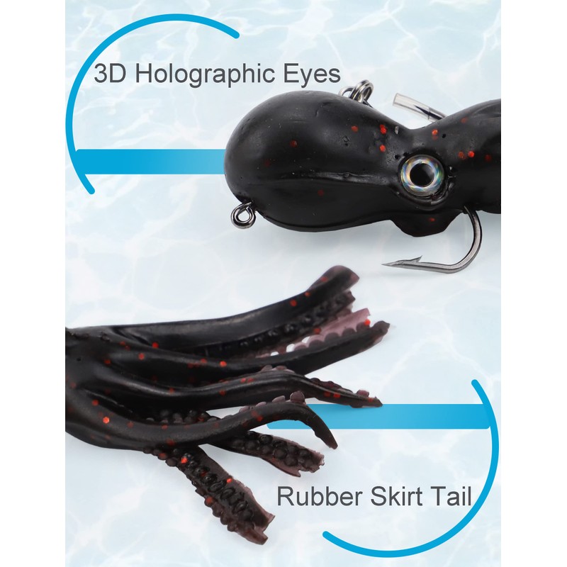 Octopus Swimbait Soft Fishing Lure with Skirt Tail, Lingcod Rockfish