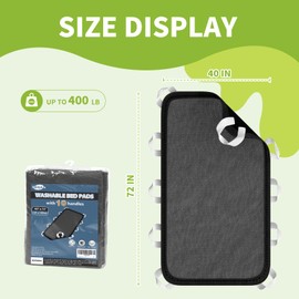 MILDPLUS Washable Bed Pads with 10 Sturdy Handles 40”×72” Extra Large Reusable Underpads 4-Layers Leakproof Chucks Pads Washable for Incontinence (Grey,1 Pack)