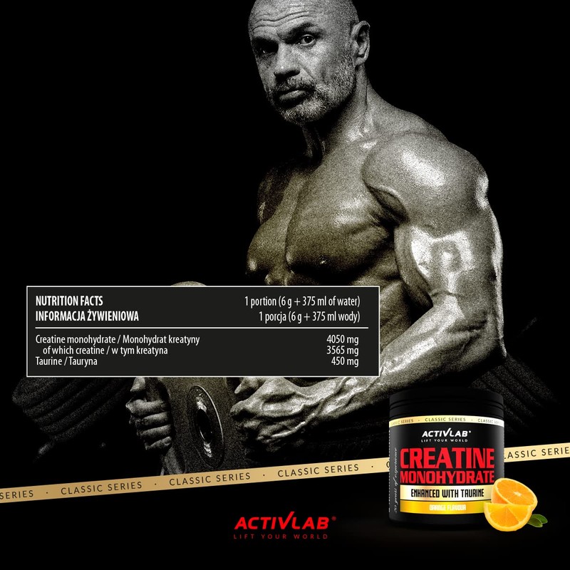 Activlab Creatine Monohydrate Powder with Taurine - Vegan Supplement for