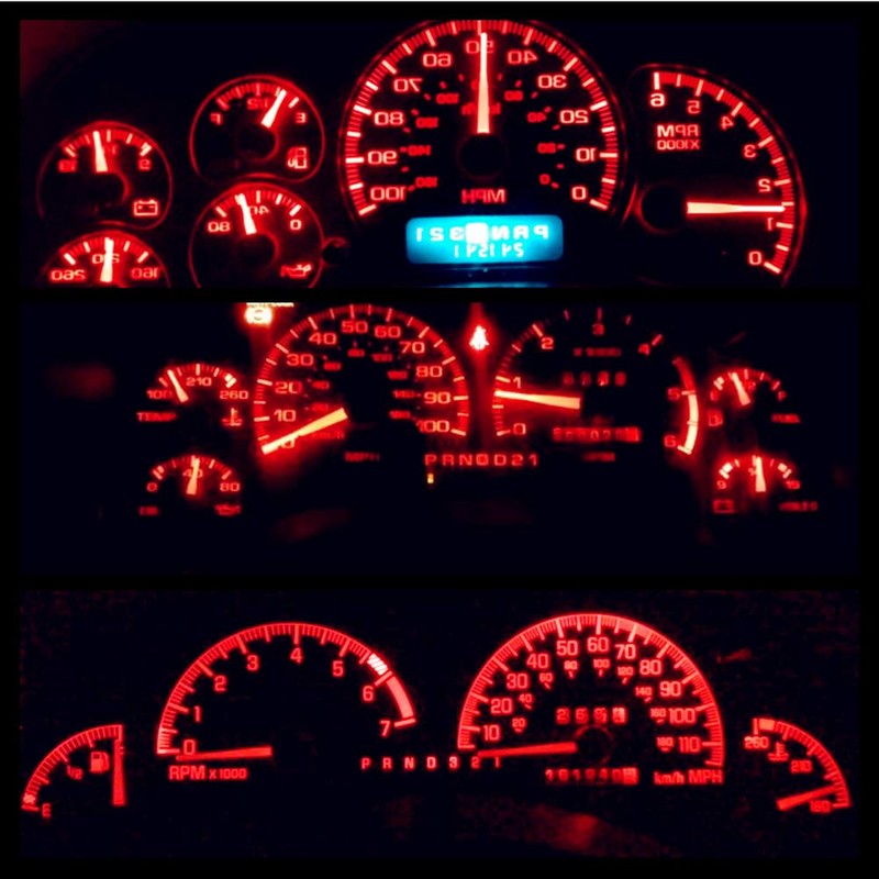 WLJH Red Dash Instrument Speedometer Cluster Gauge Led Light Kit