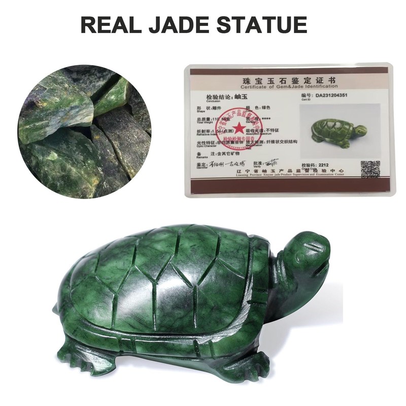 Jade Turtle Statue Natural Jade Gemstone Cute Animal Sculpture for