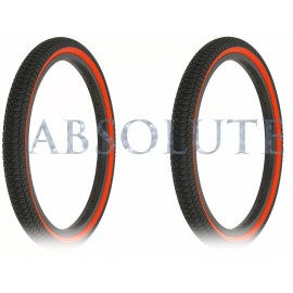 Duro PAIR OF BLACK RED BICYCLE GENUINE DURO BMX TIRES IN 20 X 1.75 INFECTION TREAD.