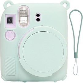 Instant Mini 12 Funda protectora para cmara Instax Mini 12, funda suave para cmara Mini 12, funda de goma para cmara con funda extrable para lente, incluye una correa para la mueca