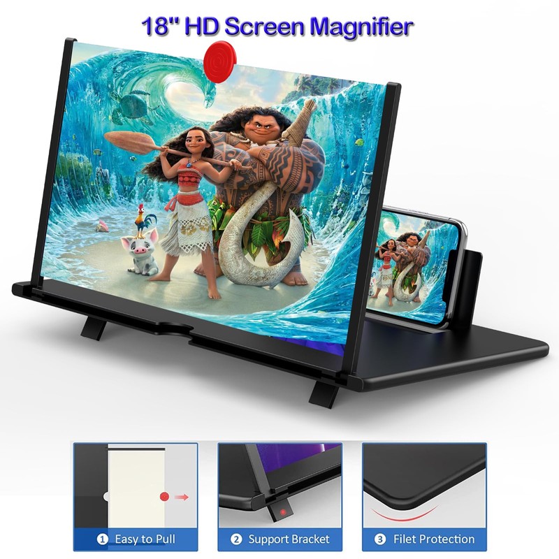 18" Screen Magnifier for Cell Phone,3D Magnifying Projector Screen Enlarger