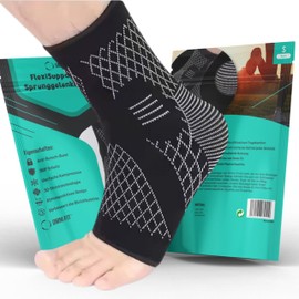 Omni Fit® Flexisupport Plus 2024 Ankle Support for Foot Pain and Athletes Preventive Effect Against Plantar Fasciitis and Heel Spurs, 4-Way Compression, Breathable and Extra Cosy (L)