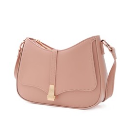 Prettyzys Crescent Shoulder Bag for Women, Vintage Retro Vegan Leather Clutch Tote Handbags Crossbody Bags Handbag for Women, Pink