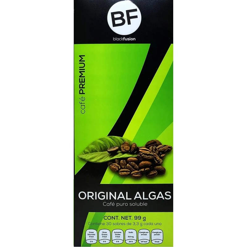 Café Premium Original Algas Black Fusión 30 Sobres De 3.3