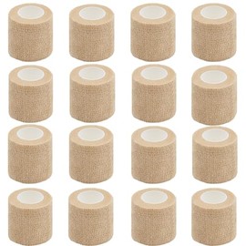 16 Pack Self Adhesive Bandage Wrap, 2" X 5 Yards Beige Elastic Cohesive Bandage Wrap for Sports, Wrist, Ankle and Vet Wrap,Grip Tape
