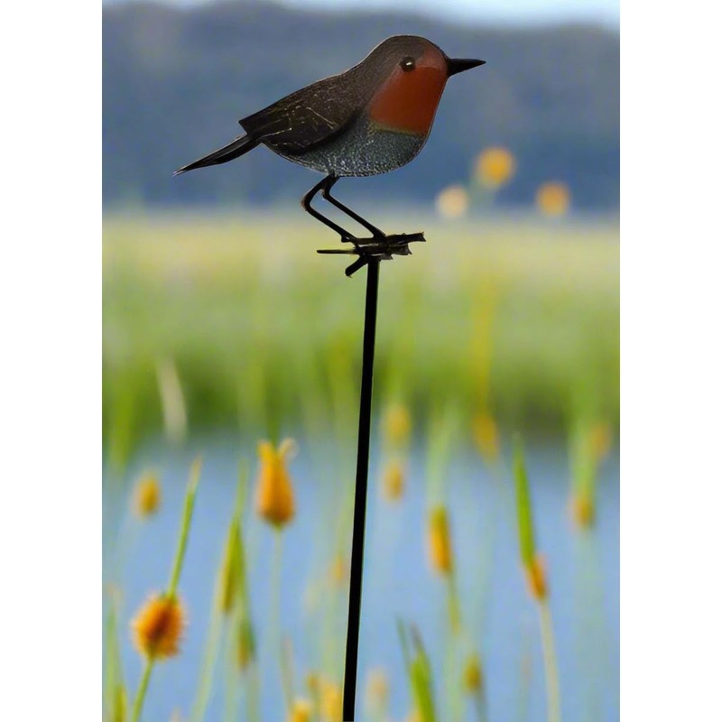 Garden Metal Bird Stake Decoration, Robin Design, Outdoor Decorative Yard