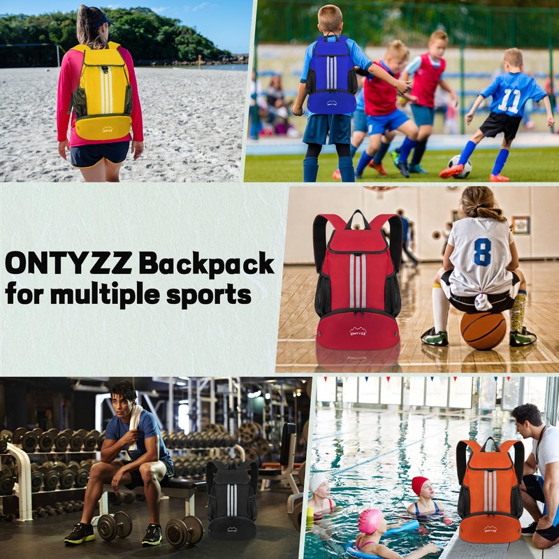 ONTYZZ Waterproof Drawstring Backpack Sports Backpack with Shoe Compartment Multifunctional