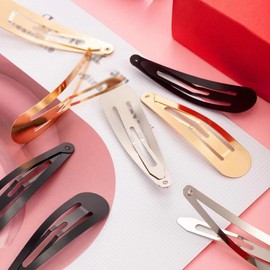50 Pcs Metal Snap Hair Clips Water Drop Hair Clips Simple Solid Hair Barrettes Blank Craft Hair Clips Non Slip Hair Grip Barrettes for Women Girls Golden