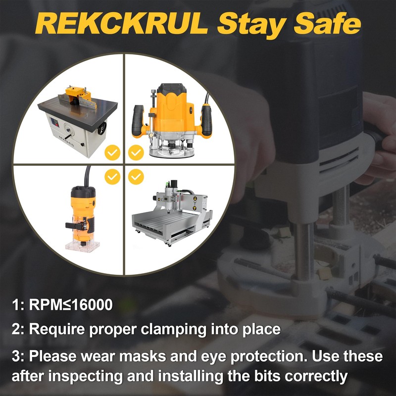 REKCKRUL 60-Degree V Groove Router Bit, 1/4" Shank, 1/2" Cutting