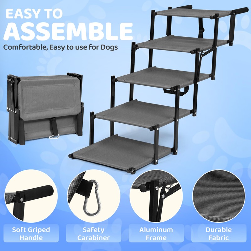 Dog Car Steps – Portable Non-Slip Pet Stairs for High