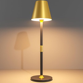 Timjorman Modern LED CordlessTable Lamp,4000mAh Rechargeable Battery Desk lamp,3 Level Brightness Night Light,Minimalist Design, for Couple Dinner/Coffee Table/Restaurant/Bedroom(Gold&Black)