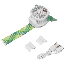 Mini Watch Fan Angel Wing Design USB Charging Wireless Braided Watchband Small Portable Durable Portable Wrist Fan Green