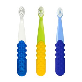RADIUS Cepillo de dientes para niños, Totz Plus, sedoso, suave, paquete de 3 en colores surtidos, sin BPA y aceptado por ADA, diseñado para dientes y encías delicados, para niños de 3 años en adelante