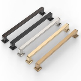 9BUILD 6 Pack 7 Inch Matte Black Cabinet Handles - Kitchen Hardware Pulls for Cabinets and Dressers