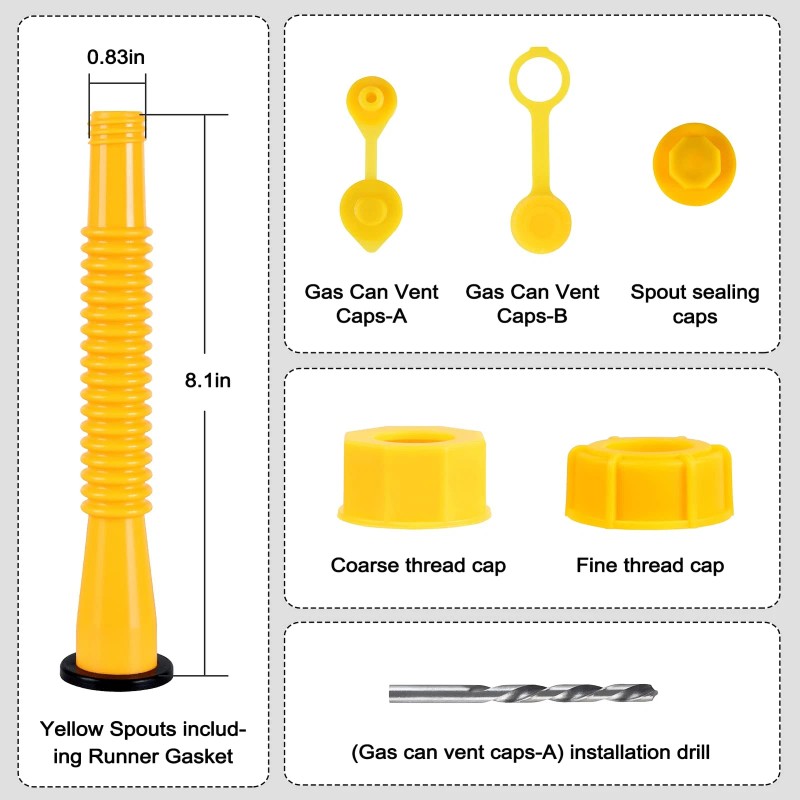 ZORYILUO Gas Can Spout Replacement Gas Can Nozzle (3 Kit-Yellow)