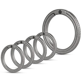 KeyUnity Titanium Key Ring Set of 5, 33/17.5 mm Split Ring with Side Print, Easy Access to Keys, Carabiners, Torches, ID Tag, KA11 (1L+4S)