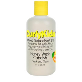 CurlyKids Honey Wash Condish 2-in-1 Hydrating Shampoo & Conditioner for Kids – Sulfate-Free Kids Hair Care for Curly, Kinky, Coily & Wavy Hair Moisturizing & Detangling Curl Shampoo, 8oz (Pack of 3)