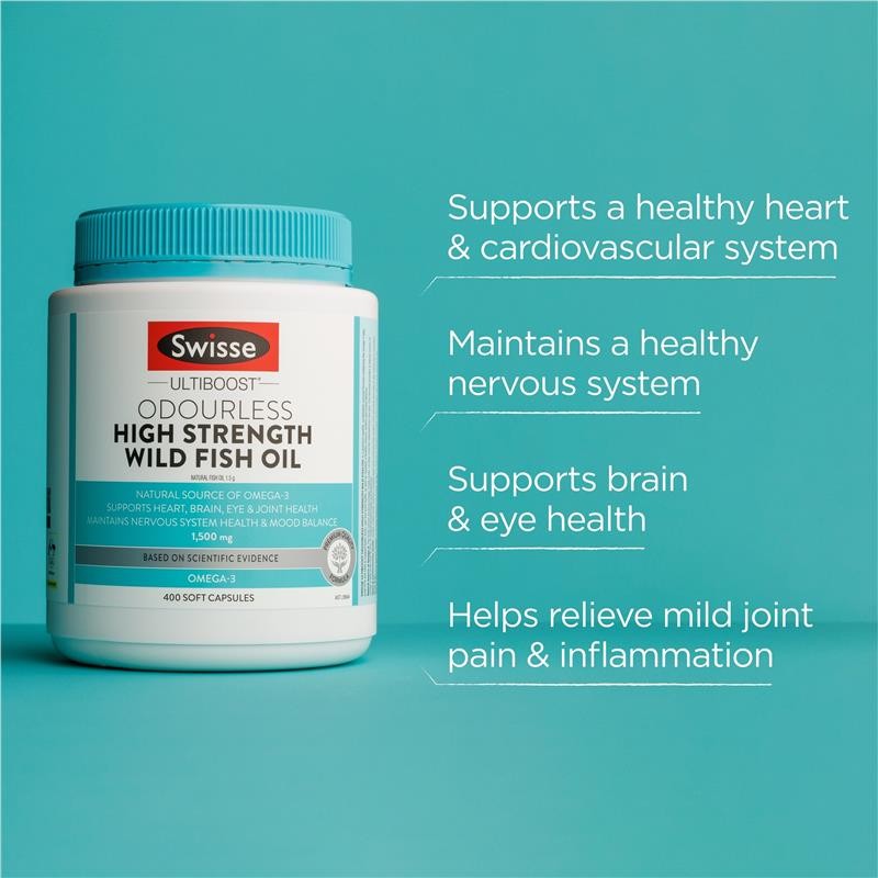 Swisse Ultiboost Odourless High Strength Wild Fish Oil 1500mg 400