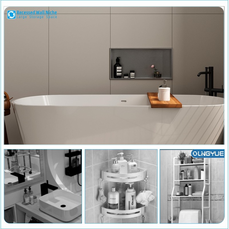 OLNGYUE Bathroom Shower Niches Shelves: No Tile Needed Stainless Steel