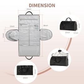 Coreskin Garment Bag for Travel, 2 in 1 Carry On Duffle Bag with Shoe Pouch, Convertible Foldable Hanging Suitcase Dress Suit Business Travel Bags, Black