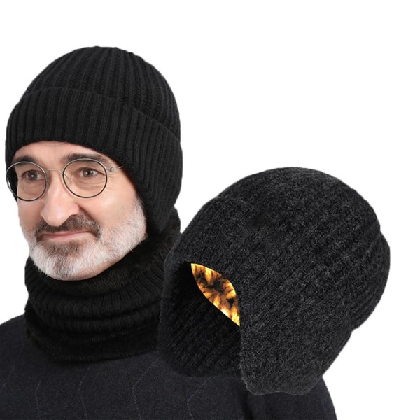TMRBBesty Men's Winter Hat with Ear Flaps and Winter Scarf