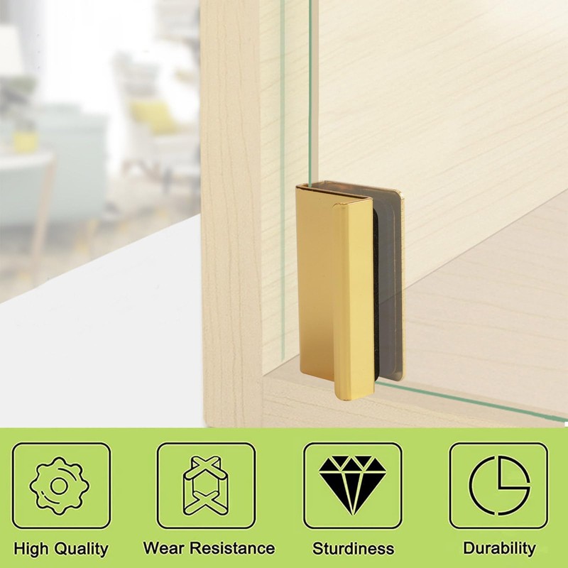 UFURMATE 4Pcs Gold Glass Finger Pull Handles for Drawer, Cupboard,