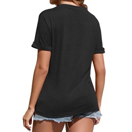 Women's T Shirts V-Neck 2025 Fashion Spring Summer Casual Women Tops Trendy Cute Fit Tee S-XXL Black
